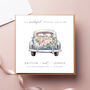 Blue Floral Car Personalised Wedding Card, thumbnail 1 of 2