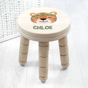 Personalised Cute Tiger Kids Wooden Stool, 2 of 6