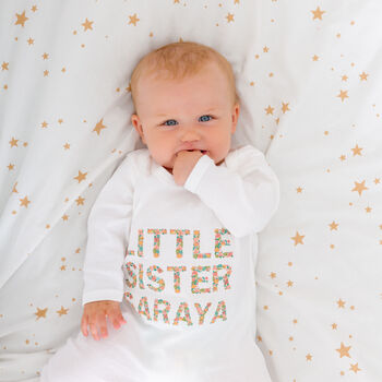 Personalised Big Sister / Brother, Little Sister / Brother Sibling Matching Set Floral, 5 of 10