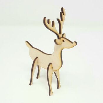 Plywood Christmas Table Decoration Slotted Reindeer Set, 3 of 4