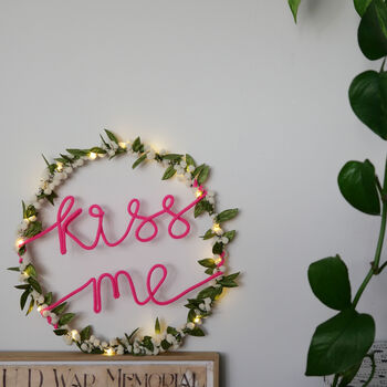 Mistletoe Christmas Wreath With Fairy Lights, 2 of 4