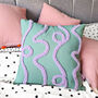 Mint And Lilac Punch Needle Tufted Handmade Cushion, thumbnail 1 of 4