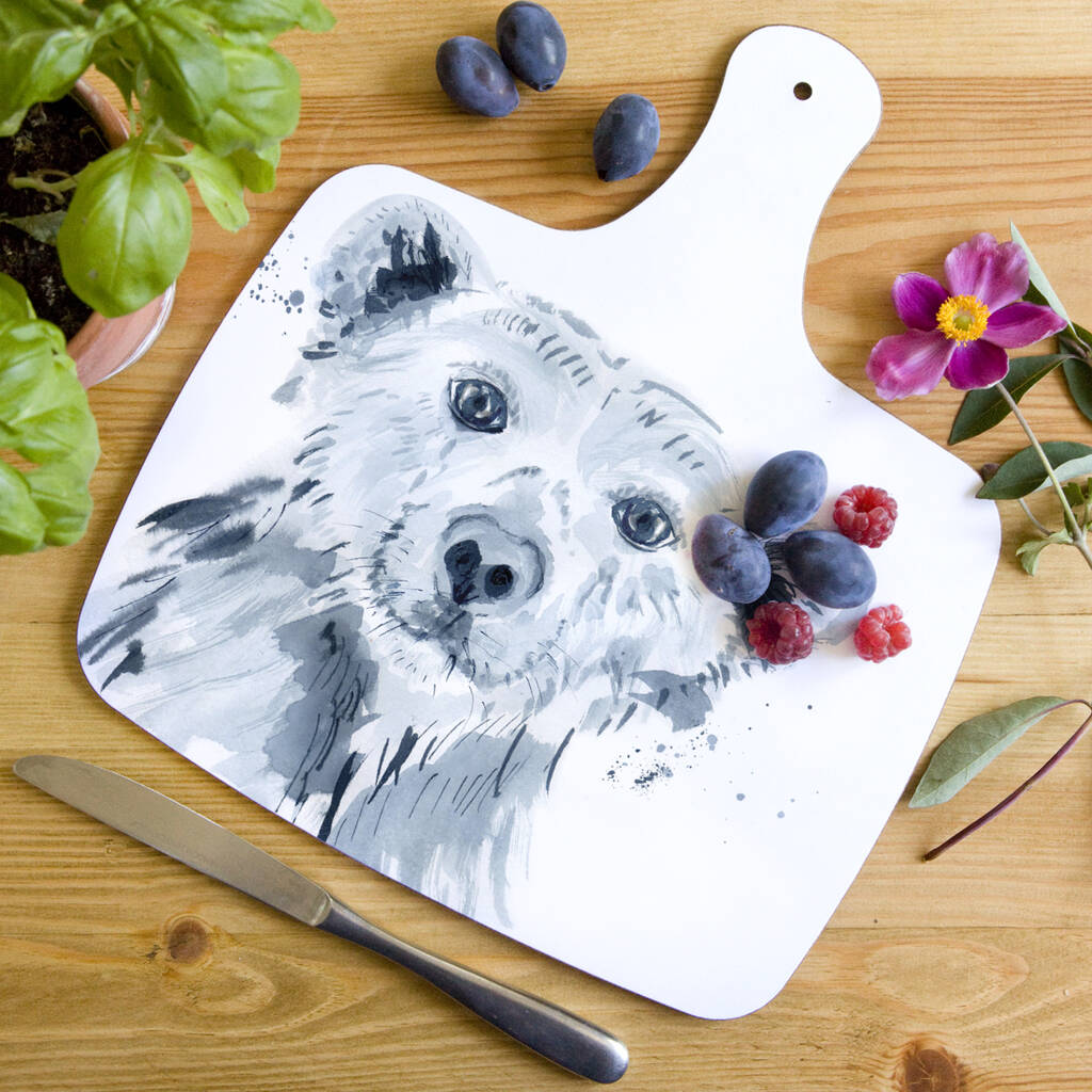 Inky Polar Bear Chopping Board With Handle, 1 of 5