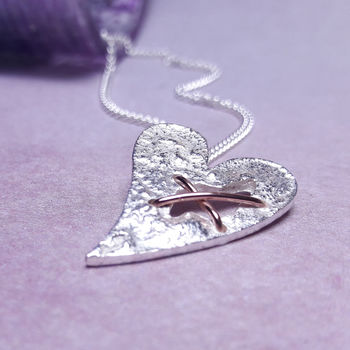 Sterling Silver Torn Heart Necklace, 2 of 8