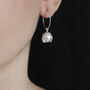 Silver Crocus Flower Hoop Earrings, thumbnail 2 of 4