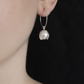 Silver Crocus Flower Hoop Earrings, 2 of 4
