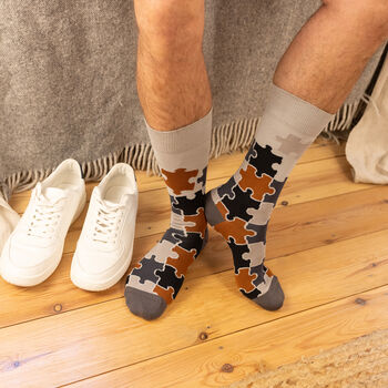 Peace Beige And Jigsaw Grey Men's Socks Bundle, 4 of 5