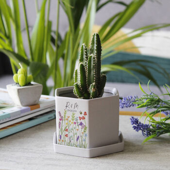 Anniversary Hexagon Plant Pot With Wildflower Design, 4 of 4