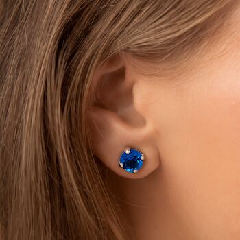 Sapphire Blue Swarovski Crystal Stud Earrings, 6 of 6