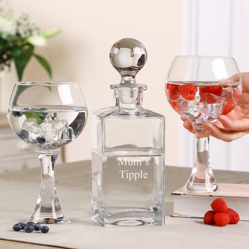 Personalised Gin Decanter And Glasses Gift Set By Dibor