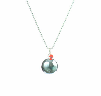 Harmony Ball Pregnancy Necklace With Coral Pearl, 6 of 7