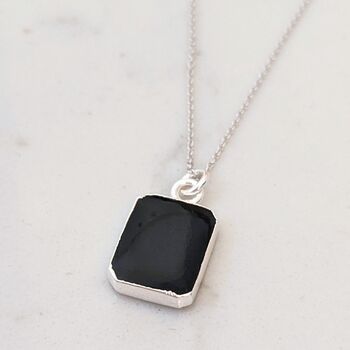 'The Rectangle' Black Onyx Sterling Silver Necklace, 4 of 8