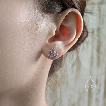 Three Moonstone Star Stud Earrings Sterling Silver, 6 of 11