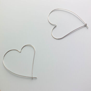 Sterling Silver Heart Shaped Hoop Earrings, 3 of 5