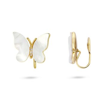 Mother Of Pearl Butterfly Clip On Earrings, 2 of 2