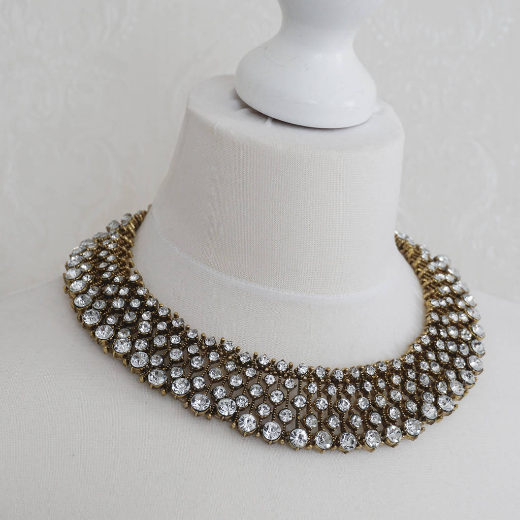 royal gold rhinestone statement necklace by nikita by niki ...