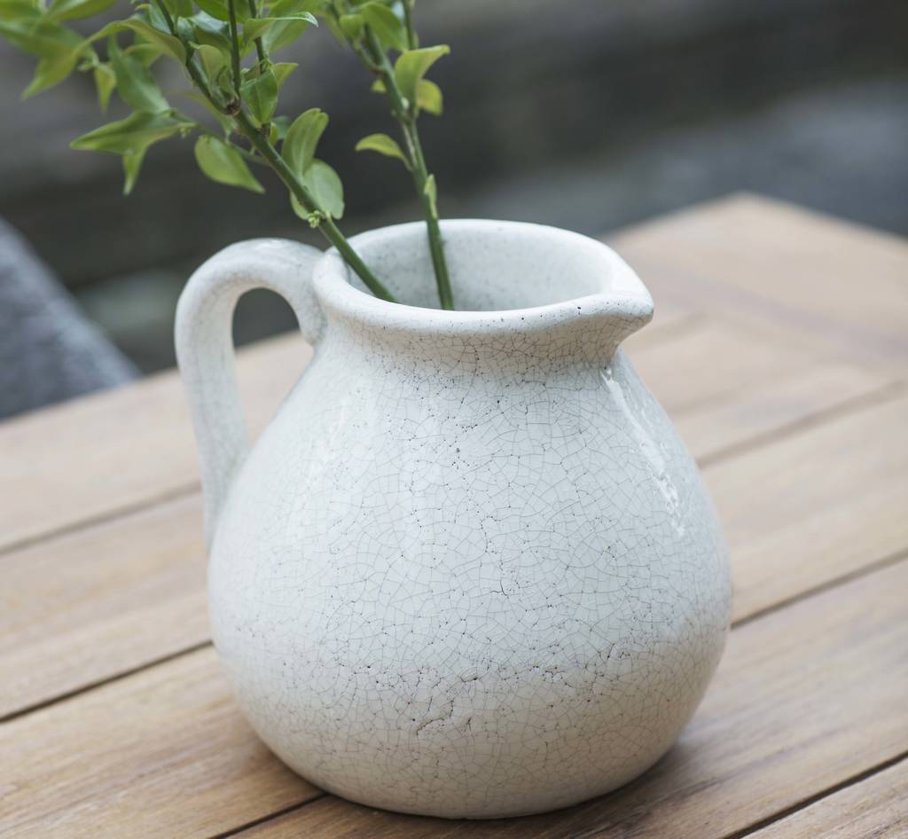 ravello white flower jug and pots by garden trading