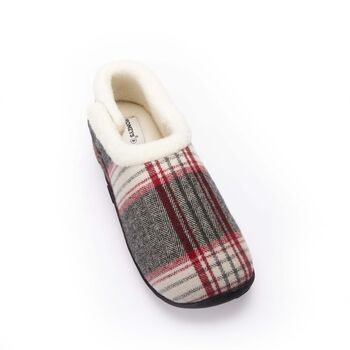 Jack Grey Red Herringbone Mens Slippers/Indoor Shoes, 5 of 8