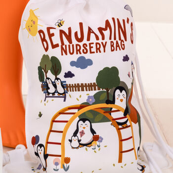 Children's Personalised Penguin Friends Playground Bag, 6 of 7