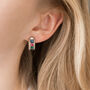 Multi Colour Crystal Encrusted Huggie Hoop Earrings, thumbnail 3 of 4