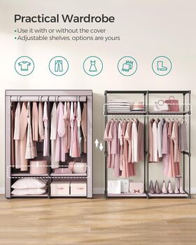 Collapsible Fabric Wardrobe With Rails Clothes Storage, 5 of 12