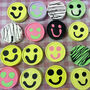 Smiley Face Coasters Neon Pink And Green Set Of Two, thumbnail 4 of 9