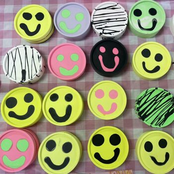Smiley Face Coasters Neon Pink And Green Set Of Two, 4 of 9