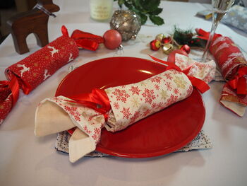 White Red Scandi Reusable Christmas Crackers, 5 of 6
