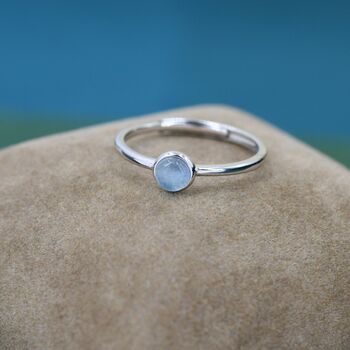 Sterling Silver Minimalist Genuine Aquamarine Ring, 4 of 10