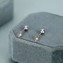 Sterling Silver Moonstone 18 G Screw Back Stud Earrings, thumbnail 3 of 12