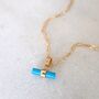The T Bar Turquoise Necklace, Gold Plated, thumbnail 2 of 9