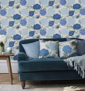 Blue Floral Hydrangea Cushion, 3 of 5
