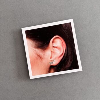 Mother’s Love Sterling Silver Flower Climber Earrings, 8 of 8