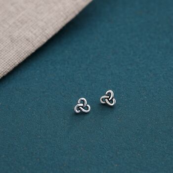 Tiny Sterling Silver Celtic Knot Stud Earrings, 5 of 10