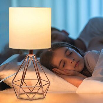 Bedside Desk Table Lamp With Diamond Hollow Base, 2 of 7