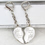 Engraved Floral Mother Daughter Two Heart Keyring, thumbnail 3 of 4