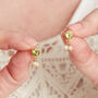 Green Peridot Pearl Gold And Silver Stud Drop Earrings, thumbnail 5 of 11