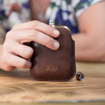 Personalised Leather Wallet And Copper Hip Flask Set, 2 of 8