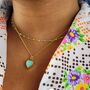 Geometric Turquoise Heart Charm Necklace, thumbnail 3 of 9