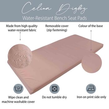 Dusky Pink Water Resistant Garden Bench Seat Pad, 2 of 3