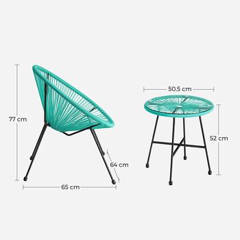 Set Of Three Garden Patio Acapulco Chair With Table, 8 of 8