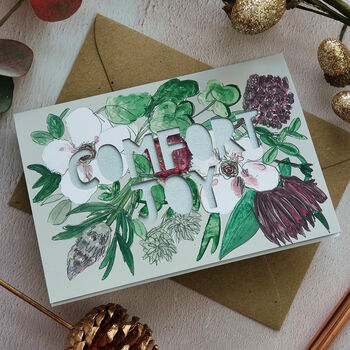 Papercut 'Comfort Joy' Watercolour Christmas Card, 2 of 5