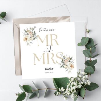 On Your Wedding Day Floral Card, Mr And Mrs Wedding Card, 2 of 4