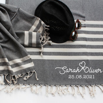 Personalised Beach Towel Gift Set, 2nd Anniversary Gift, 3 of 12