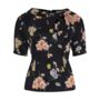 Cindy Blouse In Black Mayflower Vintage 1940s Style, thumbnail 1 of 3