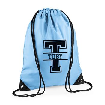 Personalised Initial And Name School Drawstring Rucksack, 5 of 8