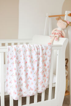 Super Soft Polar Fleece Rose Floral Baby Blanket, 3 of 3
