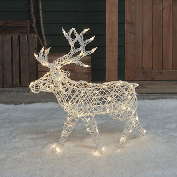 Battery Operated 200 Dual LED White Rattan Reindeer, 2 of 3