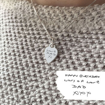 Sterling Silver Handwriting Mini Heart Necklace, 2 of 10