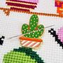 Large Potted Cacti Cross Stitch Kit, thumbnail 3 of 7